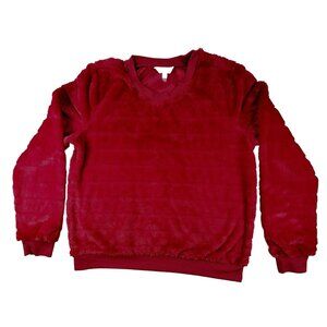 Red Fuzzy Sweatshirt Cozy Pullover Super Soft Juniors Pullover XL 15-17   JH1213